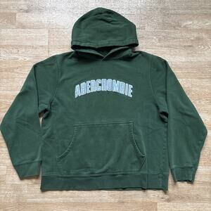 Vintage 90’s Abercrombie & Fitch L Green Reverse Weave Hoodie Sweatshirt Large